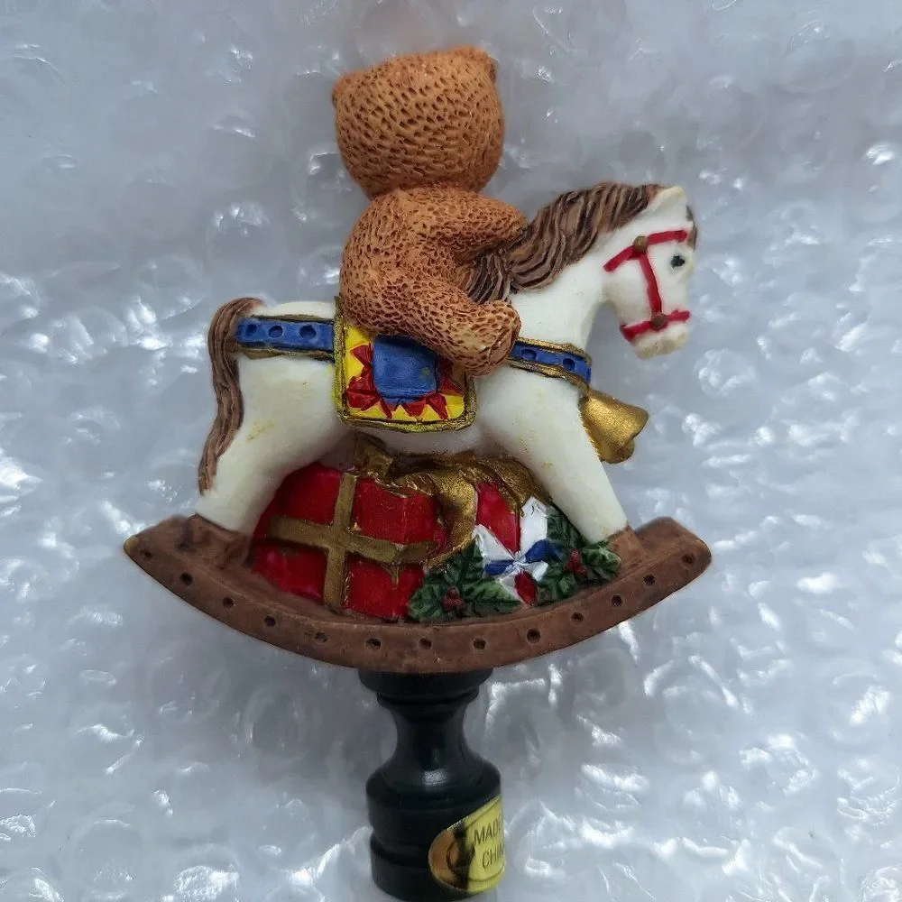 NIB Polystone Lamp Topper Christmas Rocking Horse Teddy Bear‎ GIFTCO INC.